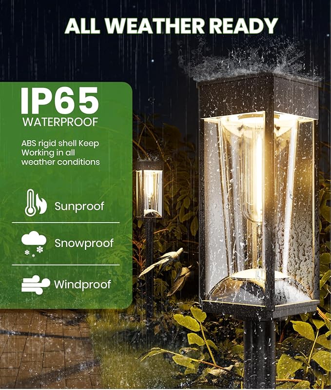 Solar Pathway Lights 2-in-1 Warm&Cool, 8 Pack Bright Solar Lights Outdoor Waterproof IP65, Auto On/Off, Long Lasting Outdoor Light for Yard Patio Garden Decor Landscape Lighting