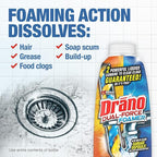 Drano Dual-Force Foamer Drain Clog Remover and Cleaner for Shower or Sink Drains, Unclogs and Removes Sources of Odor, 17 Fl Oz
