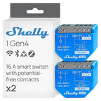 Shelly 1 Gen4 | Wi-Fi, Zigbee & Matter Smart Relay Switch with Dry Contacts, 1-Channel 16A | Home Automation | Alexa, SmartThings, Google Home, Apple HomeKit Compatible | Garage Door Opener (2 Pack)