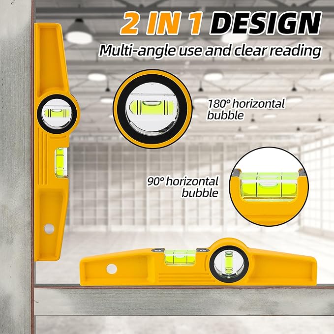 10 Inch Aluminum Die-Cast Magnetic Torpedo Level, Magnetic Professional Scaffolding Spirit Level, Torpedo Level with Rare Earth Magnet 250MM and Holster