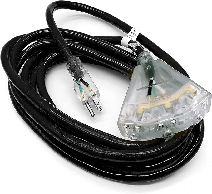Outdoor Extension Cord Waterproof (15 ft) 12 Gauge Heavy Duty Extension Cord Splitter - Lighted Outdoor Extension Cords with Multiple Outlets - Watts Wire - 15' Grounded - extensiones electricas