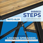 Step Ladder 1 Step Folding, Decorative - Beautiful Bamboo & Black Aluminum, Ultra Slim Profile, Anti Slip Steps, Sturdy-Portable for Home, Office, Kitchen, Photography Use,by SORFEY