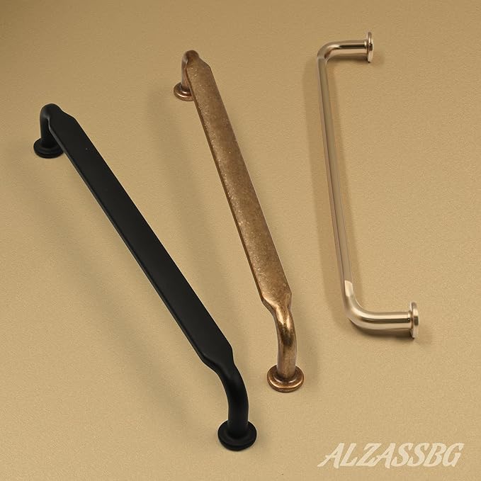 Alzassbg 6 Pack Matt Black Cabinet Handles, 10 Inch(254mm) Hole Centers Arch Modern Cabinet Pulls Kitchen Cabinets Hardware for Cabinets and Drawers AL3503MB