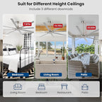 100 Inch Ceiling Fans with Remote No Light for Living Room Bedroom Kitchen Home Office Library Cafe Outdoor/Industrial Use, 8 Aluminum Blades 6 Speed Reversible Quiet DC Motor, Sand-nickel