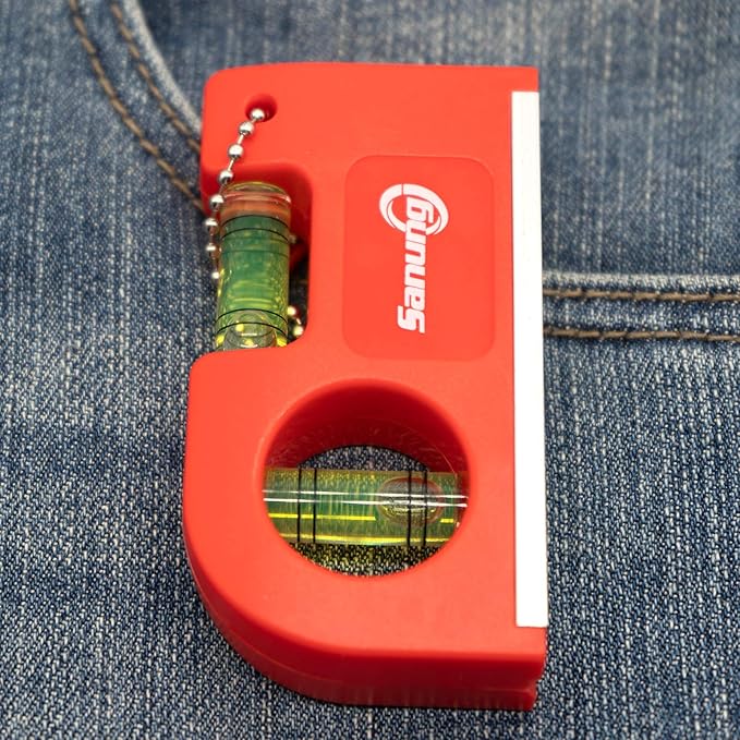 Sanung 2 Pieces Mini Magnetic Horizontal Vertical Pockets Spirit Levels with Keychain Magnetic Pocket Levels with Storage Bag Magnet Spirit Bubble Leveler for Determining Horizontal Vertical Plane