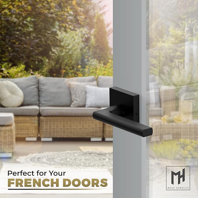 Mega Handles Prime Dummy Lever, Door Handle for Closet or French Doors, Single Side Door Levers, Non-Turning, Fits All Standard Door Sizes, Covered Screws Included - Matte Black (2 Pack) 5"