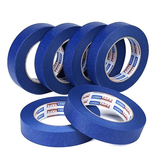 ADHES Blue Painters Tape Masking Tape for Painting,Paint Tape No Residue Outdoor Anti UV Multi Surface Use, 18mm x 50m, (0.7Inch x 55yard), 6Rolls