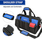 WORKPRO 18-inch Close Top Wide Mouth Storage Tool Bag with Adjustable Shoulder Strap, Sturdy Bottom