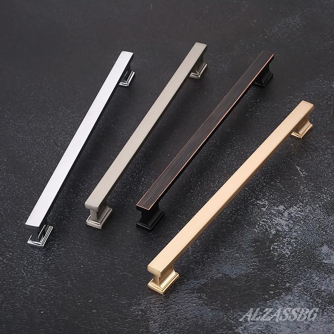 Alzassbg 5 Pack Brushed Satin Nickel Cabinet Pulls, 9 Inch(228.5mm) Hole Centers Kitchen Cabinet Handles for Cabinets and Drawers AL3061SN