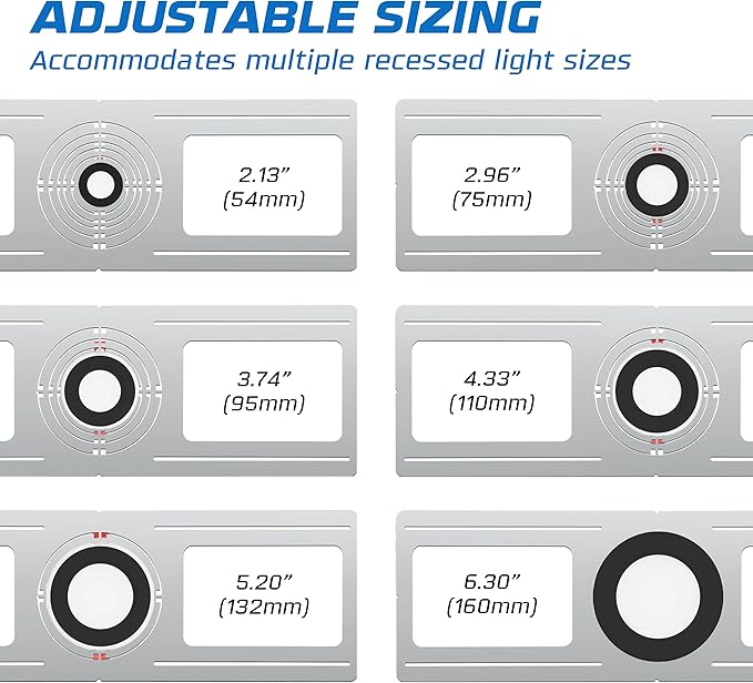 OHLECTRIC 24-Pack New Construction Recessed Light Mounting Plates, Flat Steel Rough-in Brackets - Symmetric Round Holes w/Multiple Cutouts 2” til 6” Adjustable Panel for LED Wafer & Recessed Lighting