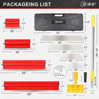 Drywall Skimming Blade Set with 30" - 48" Extension Handle 10in/16in/24in/32in Stainless Steel Skimming Blades for Wall Surface Smoothing Drywall Plaster Wallboard Includes Replaceable Blades