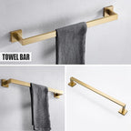 YACVCL 5 Piece Bathroom Hardware Set Brushed Gold, SUS304 Stainless Steel 23.6 Inch Bathroom Towel Holder Set, Brushed Gold Bathroom Accessories, Wall Mounted Towel Holder Set