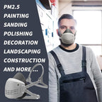 RANKSING Respirator Mask with Filters to Against Dust Gases Fumes Asbestos Organic Vapors Chemicals while Painting Spraying Sanding Welding Construct and Work Portable Protection PPE