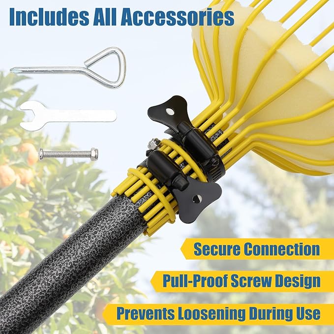 Fruit Picker Pole Tool – Ladder-Free Harvesting Aid, Safe for Elderly and Children, Durable Stainless Steel Design – Adjustable Long Pole Picker for Apples, Avocados, Oranges, Grapefruit, Plums, Pear