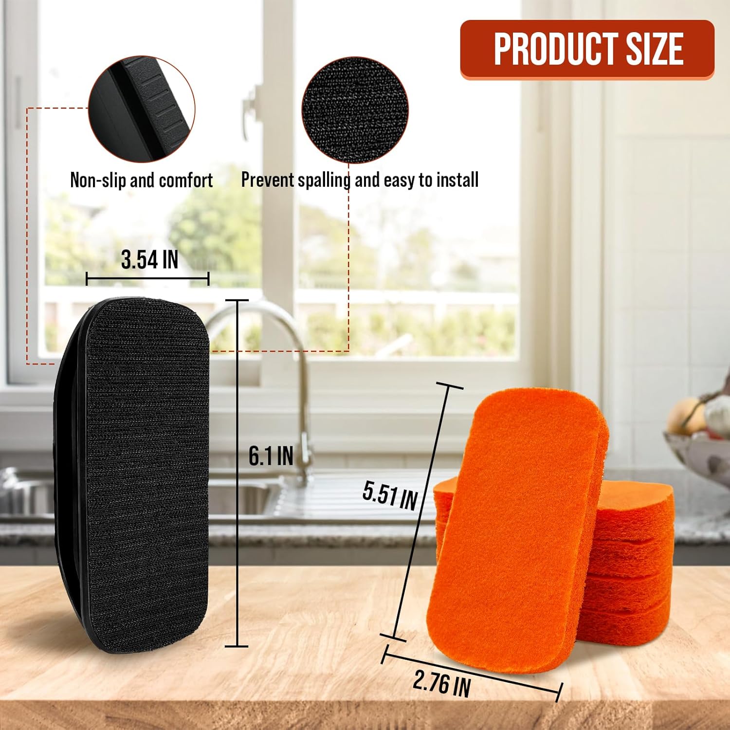 6-Piece Griddle Cleaning Kit for Blackstone, Flat Top Grill Cleaning Kit Non-Scratch Scouring Pads for Kitchen - 5 Scrubber Pads and 1 Handle