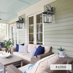 Darkaway Large Outdoor Wall Lights for House, 18inch Exterior Lighting Fixtures 2pcs Wall Mount Outdoor Porch Lights Black Outdoor Sconce Lights with Seeded Glass for Hallway Garage