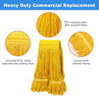 Pack of 2 Heavy Duty Commercial Mop Head Replacement, General Cleaning Mop Heavy Duty Commercial Replacement Wet Industrial Blue Cotton Looped End String Head Refill,Super Absorption and Durability