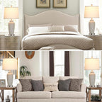 25" Farmhouse Jar Table Lamps Set of 2, 3 Way Touch Control Rustic Bedside Lamps with USB A+C Ports & AC Outlet, Pot Nightstand Lamps for Bedroom Living Room (LED Bulbs Included)