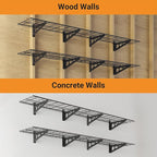 1x6 ft Garage Shelving, 2-Pack Wall-Mounted Shelves for Garage, Kitchen, Pantry Storage, 600 lbs Total Load Capacity Shelving, Black