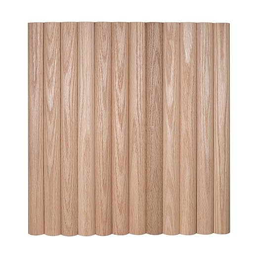Outwater 1' Wide x 8' High x 3/8" Thick Unfinished Solid Red Oak Flexible Tambour Sheet with 1" Half-Round Slats – Flexible and Customizable Panel for Walls, Ceilings, and More