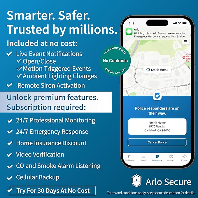 Home Security System - Wired Keypad Sensor Hub, (2) 8-in-1 Sensors, 24/7 Professional Monitoring + Pro 5S Outdoor Spotlight Bundle - No Contract Required, Alarm System for Home Security