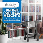 Step Ladder 1 Step Folding, Decorative - Beautiful Gray Wood & Black Aluminum, Ultra Slim Profile, Anti Slip Steps, Sturdy-Portable for Home, Office, Kitchen, Photography Use,by SORFEY