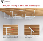 The Atlas 4 x 8 ft Adjustable Height Overhead Garage Storage Rack 900 lbs Heavy Duty Capacity White