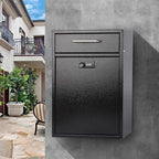 KYODOLED Steel Combination Lock Mail Boxes Outdoor, Locking Wall Mount Mailbox,Security Lock Drop Box, Collection Boxes,16.2H x 11.22L x 4.72W Inches, Black X Large