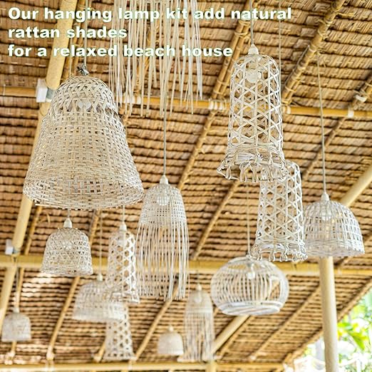 Plug in Pendant Light Cord Kit - 16Ft Light Bulb Socket with Cord E26/E27 Hanging Lantern Lamp Cable with Switch,Socket Rings, 4 Pack, White