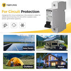 DC Circuit Breaker 6 Amp Solar Panel Disconnect Switch 12V-500V 1 Pole Miniature Solar Circuit Breaker for Outdoor PV Homes Battery, AC 110V DIN Rail MCB