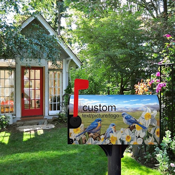 Personalized Custom Mailbox Covers Magnetic Standard Size Add Photo Picture Family Name House Address Text Customized Mailbox Post Cover Dog Mailbox Wraps Decor Waterproof for Yard 21x18 Inch