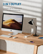 DEWENWILS 3 Outlet Extension Cord with Flat Plug, 1FT 16/3 Awg Grounded Power Cable for Indoor Use, SPT-3 Cord, White, ETL Listed, 2 Pack