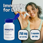 Immutol Immune Support Supplement with 750mg of Beta Glucan 1,3 1,6 - Natural Ingredients, High Potency to Boost Immunity and Overall Wellness, 60 Capsules (120)