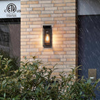 mirrea 14" Classic Outdoor Wall Sconce 1 Light in Matte Black Rectangular Metal Frame and Clear Glass Shade Waterproof Porch Light Patio Light Pack of 2