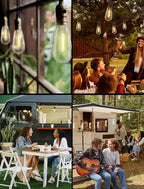 25 Pack ST40 Vintage LED Edison Bulbs Dimmable, Shatterproof 0.6W Energy Efficient E17 LED Replacement Bulbs for Outdoor String Lights, E17/C9 Intermediate Base Bulb Waterproof, Warm White 2700K