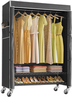 VIPEK R3C Plus Garment Rack - Rolling Clothes Rack with Locking Wheels, Heavy Duty Portable Closet with Adjustable Shelves & Side Hooks, Black
