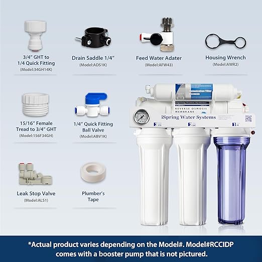 iSpring RCC1D Tankless RO/DI System, 5 Stage De-ionization Reverse Osmosis Water Filter System, 150 GPD Tankless RO Water Filter System for Aquarium with DI Water Filter