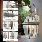 Outdoor Wall Lights, 20inch Large Exterior Lighting Fixtures, 2 Light Waterproof Wall Sconce with Glass Shades, Aluminium Outside Lanterns for Porch Farmhouse Patio Doorway Yard (E12 Base Max 40W)