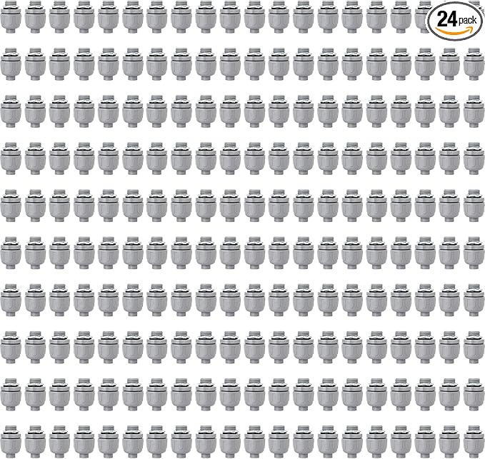 1/2 inch Liquid Tight Connector PVC Flexible Conduit Connector, Straight 180 Degree UL Listed Liquid Tight Connector, Non-Metallic Electrical Conduit Fittings (24 Pack)