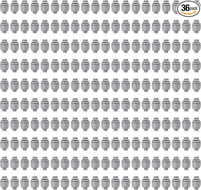 (36 Pack) 1/2 inch Liquid Tight Connector PVC Flexible Conduit Connector, Straight 180 Degree UL Listed Electrical Conduit Connector Fittings