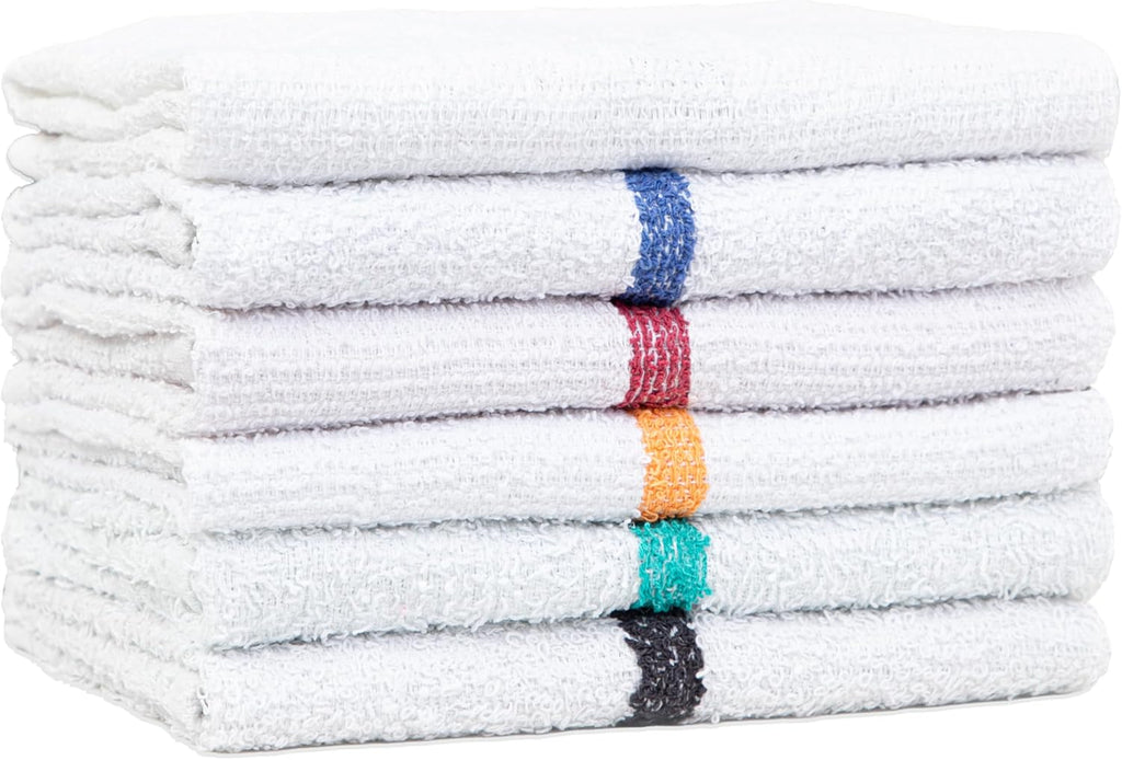 Arkwright Qwick Wick Bar Mop Towels - (Pack of 12) 100% Cotton Quick Dry Dishcloths, Super Absorbent Multipurpose Cleaning Rags for Restaurants, Kitchen, Bathroom, Hotel, 16 x 19 in, Red Stripe