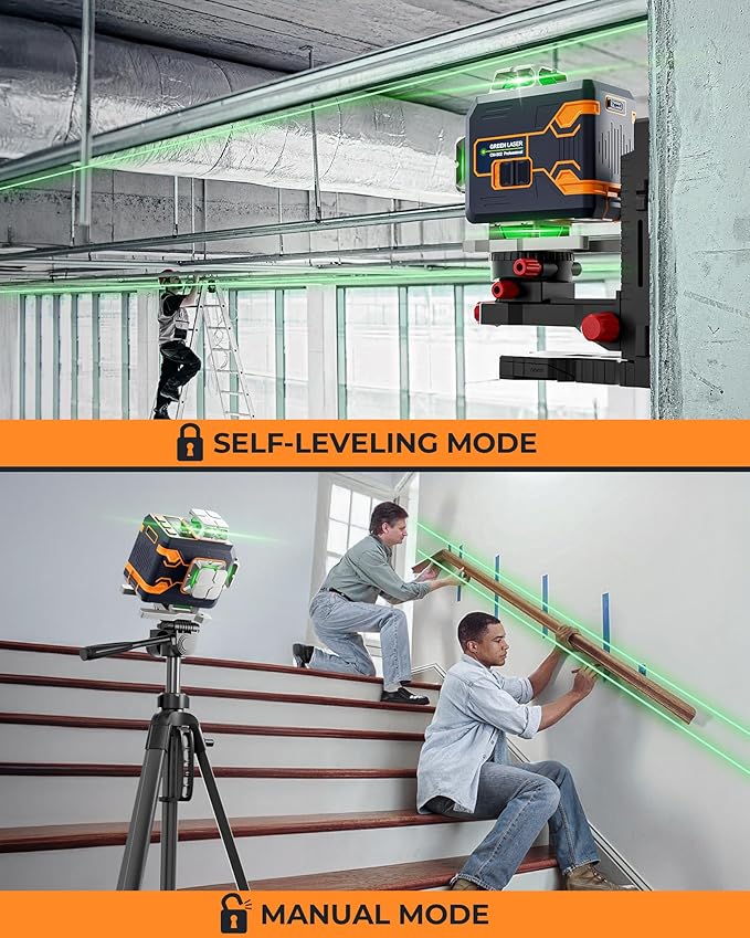 CIGMAN 4x360° 16 Lines Laser Level with Remote&APP Control, Green Self Leveling Cross Line Laser, 4D Vertical/Horizontal Line for Construction, Home Renovation, Picture Hanging