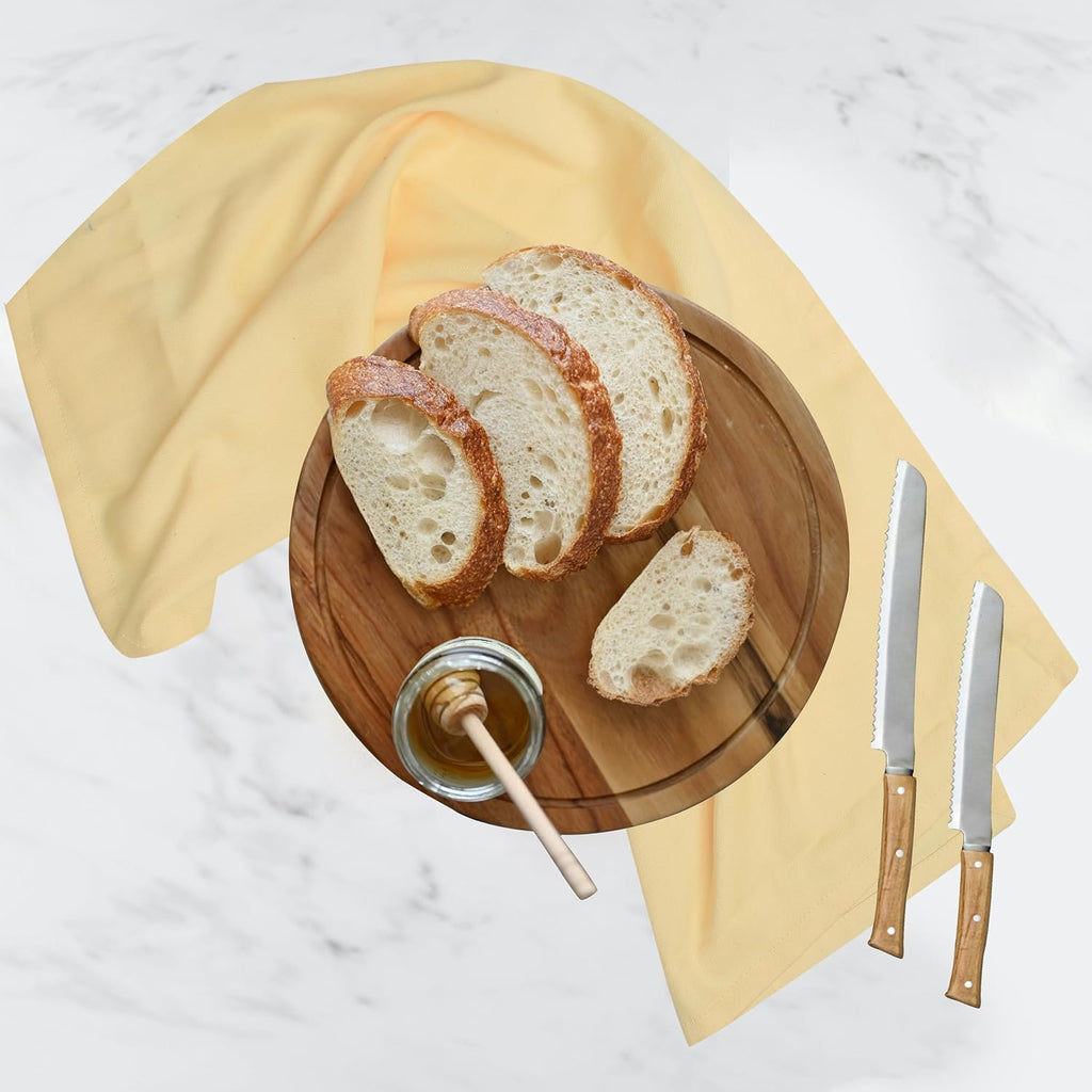 Urban Villa Kitchen Towels Set of 6 Premium Quality 100% Cotton Solid Kitchen Towels Ultra Soft Size 20X30 Inches Light Yellow Color Kitchen Towel Highly Absorbent Kitchen Towels