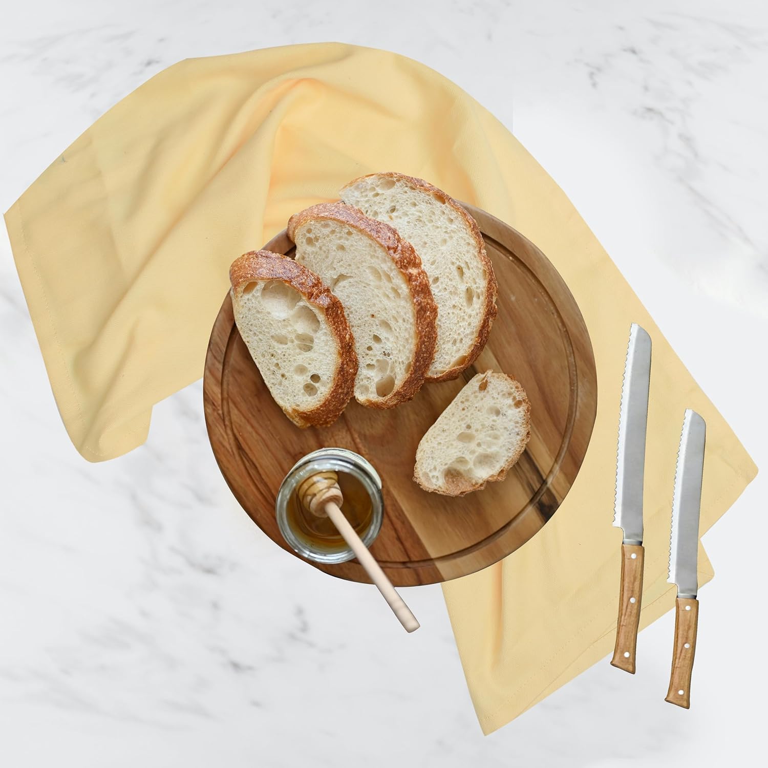 Urban Villa Kitchen Towels Set of 6 Premium Quality 100% Cotton Solid Kitchen Towels Ultra Soft Size 20X30 Inches Light Yellow Color Kitchen Towel Highly Absorbent Kitchen Towels