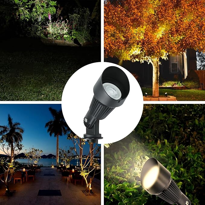 Lumina Lighting® 4W Landscape Lighting 12V Landscape Lights Low Voltage Landscape Spotlights Warm White Waterproof Outdoor Replaceable LED Bulb for Garden, Lawn, Porch, Patio and Yard (Black, 2-Pack)
