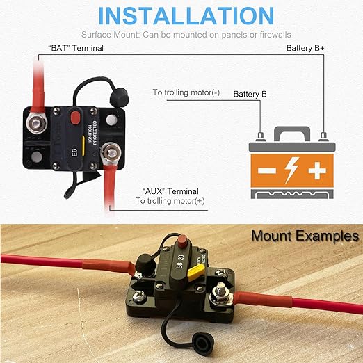 E69 20 Amp Circuit Breaker T3 Manual Reset UL Certified Waterproof IP66 Protection Mini Surface Mount IP66 20A Switchable