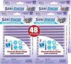 SANI 360° Sani Sticks Drain Cleaner and Deodorizer, 48 Count, Lavender Scent Enzyme Pipe Cleaners, Eliminate Odors, Prevent Clogged Drains, Safe for Sinks, Bathtub Drains, Septic Tanks