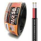 National Wire&Cable - 12/2 Tinned Copper Professional Wire (50 Feet) 12 AWG Gauge Stranded PVC Cord - 2 Conductor Electrical Wire - Made in USA - CL Rated/ETL Listed - Automotive, Low Voltage Cable