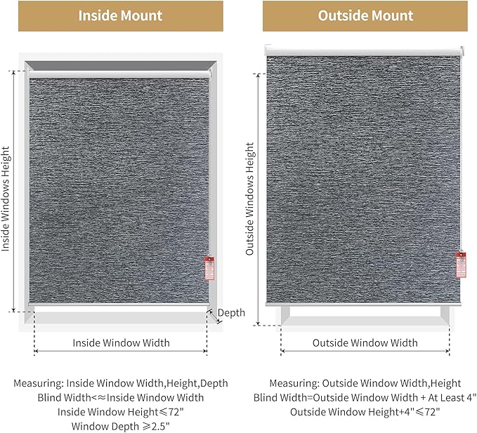 ALLBRIGHT 100% Blackout Roller Blinds Woven Shades with Striped Jacquard, Cordless Window Shades, UV Protection Fabric, Easy-Install for Indoor Home & Office, Dark Blue Old, 24" W x 72" H