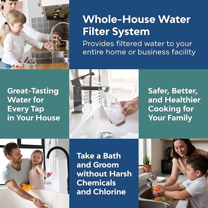 Applied Membranes Inc. 3-Stage Whole-House Water Filter Cartridge Replacements, Includes 20-Inch Sediment, Carbon, and Lead Filter Cartridges